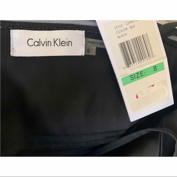 NWOT Calvin Klein black pleated satin cocktal dress - Picture 4 of 4